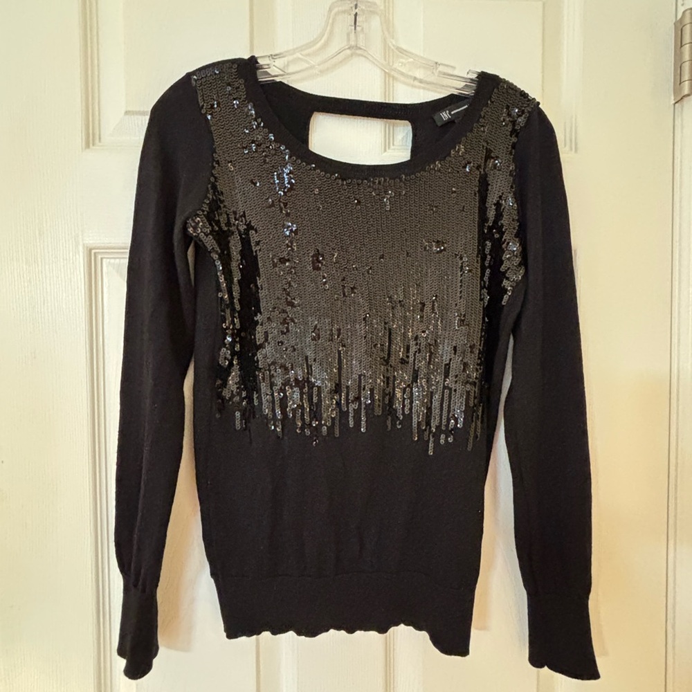INC International Concepts Black Sequin Top